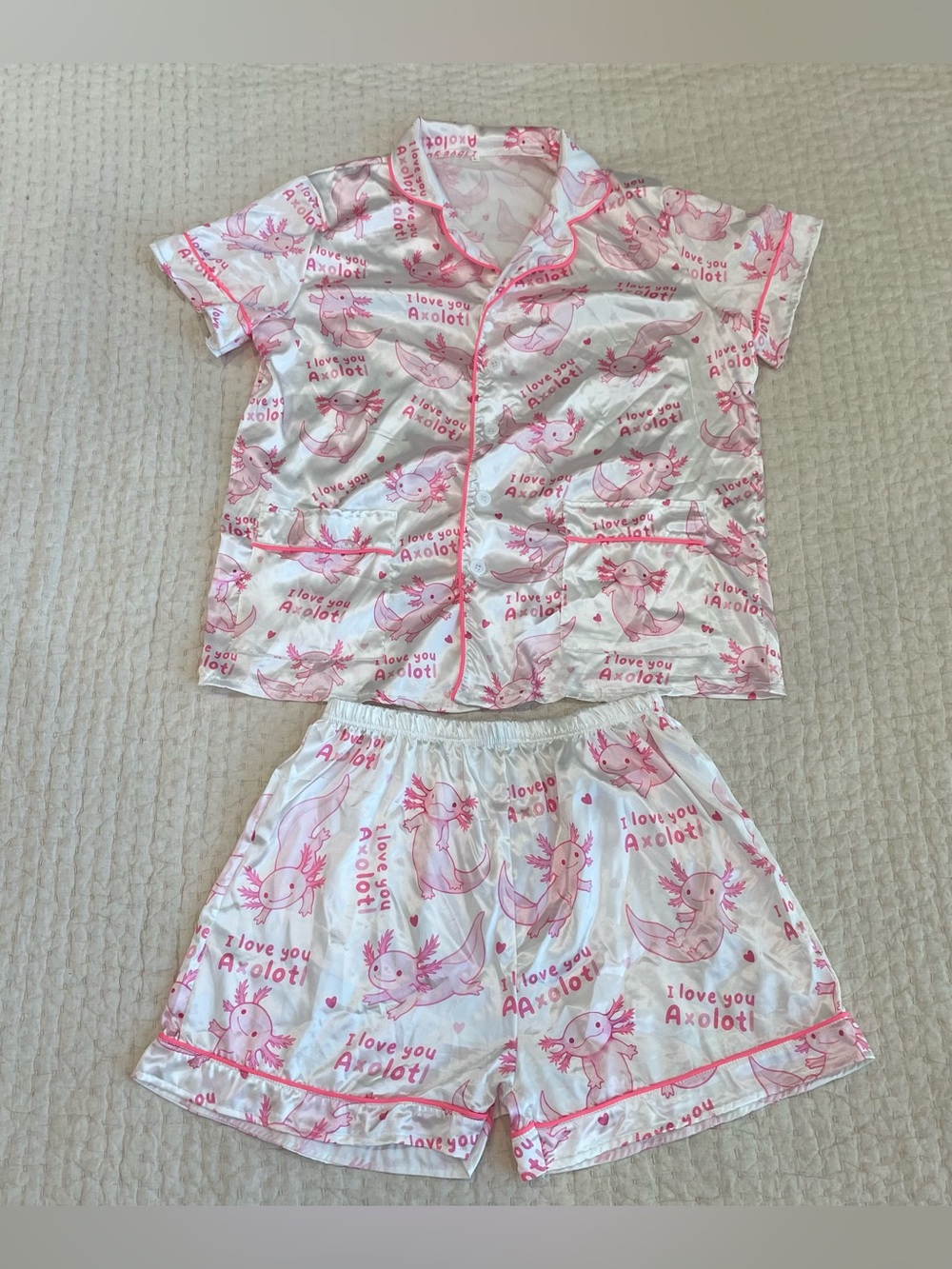 Amazon I Love You Axolotl Short Pajama Set
